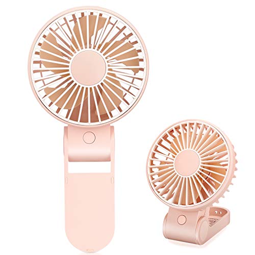 Book Cover TriPole Mini Handheld Fan USB Portable Fans Rechargeable Battery Operated Foldable Desk Fan 3 Speed Hanging Personal Fan for Home Office Indoor Use Outdoor Travel