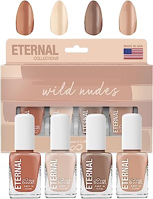 Eternal 4 Collection â€“ Set of 4 Nail Polish: Long Lasting, Mirror Shine, Quick Dry, Neutral Colors (Wild Nudes)