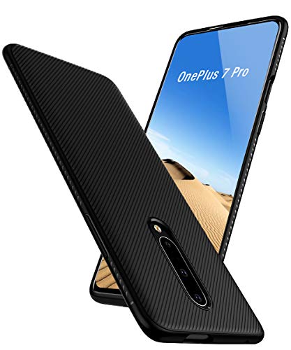 Book Cover Tranick OnePlus 7 Pro Case, Sunnyw Flexible Soft Ultra-Thin Light TPU Rubber Shock Absorption Non-Slip Rugged Durable Armor Snugly Fit Case for OnePlus 7 pro (Black)