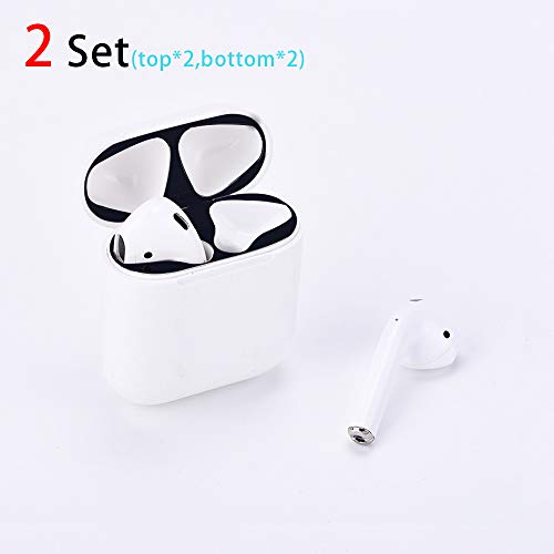 2 Set Dust Guard for Airpods & Airpods2,Metallic Stickers,18K Metal Plated,Luxurious Looking,Easy to Install and Remove,Protect AirPods from Iron/Metal Shavings (for Airpods 2, Black)