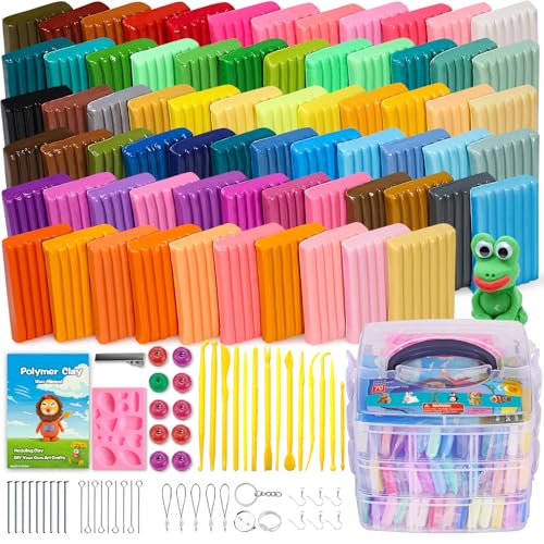CiaraQ Polymer Clay, 50 Colors Oven Bake Clay with 8 pcs Modeling Tools, Modelling Clay Soft and Nontoxic DIY Plastic Tools and Accessories