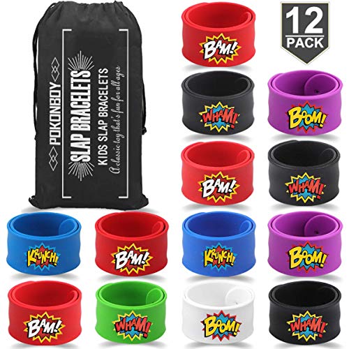 POKONBOY Slap Bracelets for Boys Party favors - 12 Pack Slap Bracelets for Kids Birthday Party Favors Supplies Carnival Prizes for Kids Bulk Boys Prize Christmas (Random)