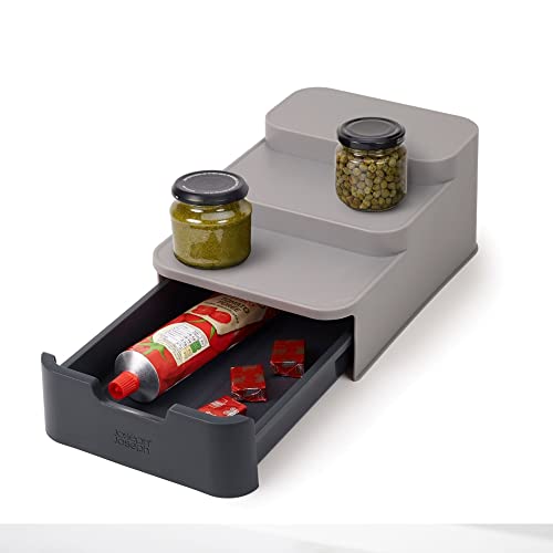 Joseph Joseph CupboardStore Compact Tiered Organiser with Drawer- Grey