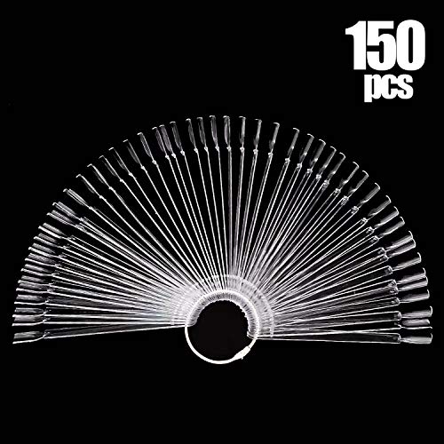 3 Set Total 150 Tips Clear Nail Swatches Sticks Nail Art Supplies for Nail Art Polish Display and Home DIY, Transparent