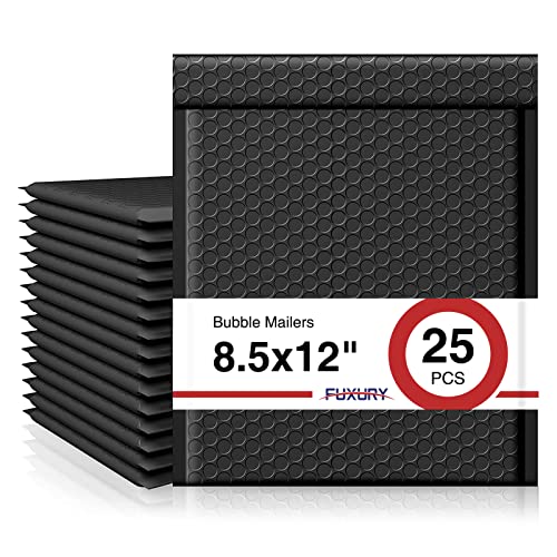 Fuxury Bubble Mailer, 8.5x12 Inch 25 Pack Self-Seal Adhesive Padded Envelopes, Water Resistant Shipping Bags for Mailing,Packaging,Small Business,Shipping,Black #2