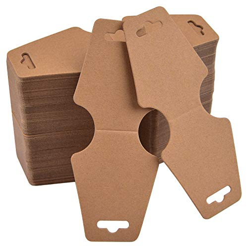 Coopay 200 Pieces Necklace & Bracelet Display Cards Small Business Jewelry Blank Card Holder Kraft Paper Hanging Tags for Necklaces, Bracelets, Jewelry, 4.7 x 2 Inches (Brown)