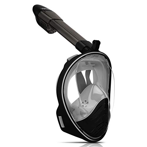 Vaincre 180Â° Full Face Snorkel Mask with Panoramic View Anti-Fog, Anti-Leak with Adjustable Head Straps - See Larger Viewing Area Than Traditional Masks for Kids and Adults