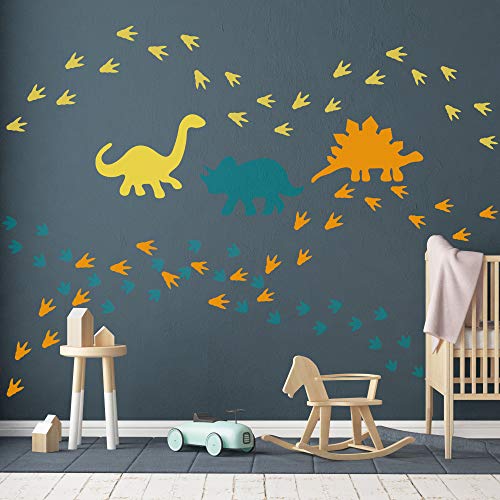Book Cover GULIGULI Dinosaur Wall Decal-Dinosaur Footprints&Tracks Stickers-Vinyl Wall Art for Boys&Girls Kids Bedroom Nursery Decor