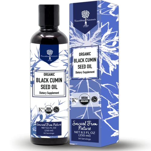Nourishing Nutrients Organic Black Cumin Seed Oil-USDA-Cold Pressed –up to 6X Stronger Thymoquinone - Pure Nigella Sativa Cumin Seeds -Premium Supplement for Immune Support, Joints, Skin & Hair 8.5oz