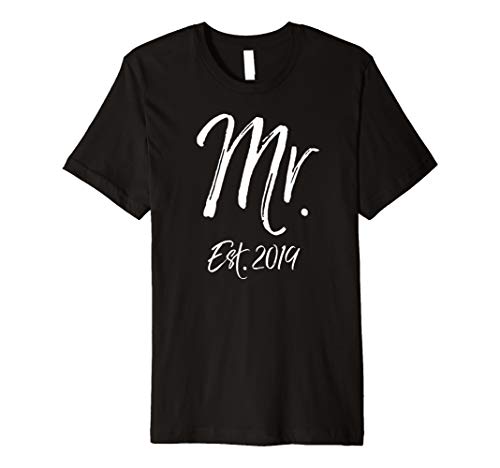 Mens Matching Husband & Wife Wedding Gift for Men Mr. Est. 2019 Premium T-Shirt