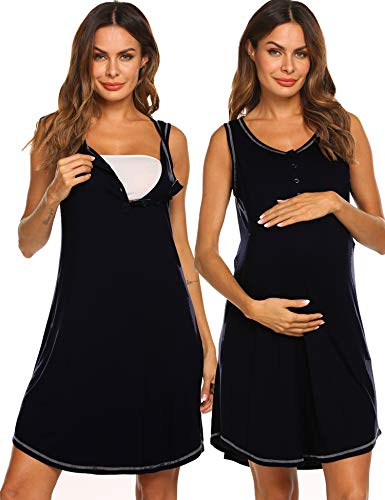 Adornlove Sleepshirts Womens Maternity Nightgowns Soft Knit Sleepwear Sleeveless Nightdress S-XXL