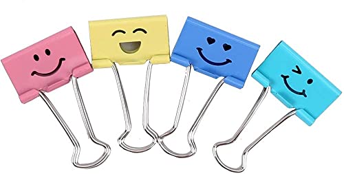 35 Pack Medium Paper Clips (1.25 inch/32mm), Smiling Face Binder Clips, Assorted Colors (1.25 inch)