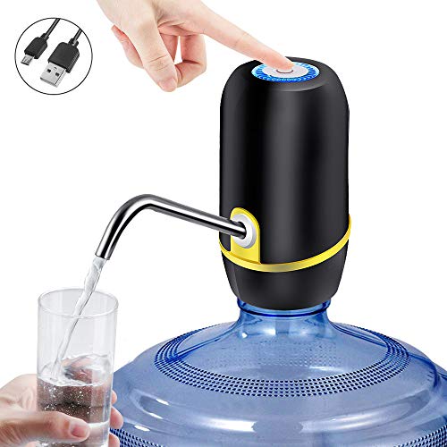 NEWKITCHEN Water Bottle Pump, Automatic Water Dispenser, Electric Drinking Water Pump - USB Charging Portable Water Dispenser for 5 Gallon Water Bottle Cooler,Black