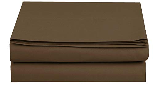 Book Cover Elegant Comfort Premium Hotel Quality 1-Piece Flat Sheet, Luxury and Softest 1500 Thread Count Egyptian Quality Bedding Flat Sheet, Wrinkle-Free, Stain-Resistant, Queen, Brown