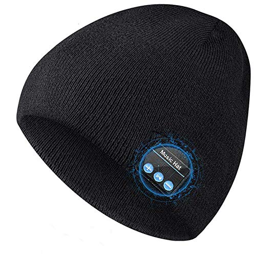Bluetooth Beanie Hat, Upgraded Unisex Knit Bluetooth 5.0 Winter Music Hat with Built-in Stereo Speakers, Unique Christmas Tech Gag Gifts for Boyfriend/Him/Men/Teen Boys/Stocking Stuffers Best Friend