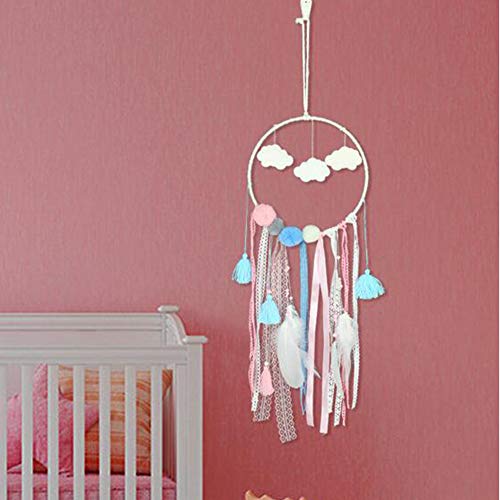 Book Cover Malicosmile Dream Catchers for Kids, Dreamcatcher for Girls Bedroom Wall Hanging Decorations Party Wedding Decor, Tassel Dreamcatcher with Clouds Design