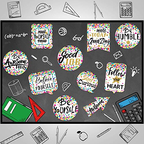 Confetti Positive Sayings Accents, Delightful Colors Motivation Cards for Bulletin Board Classroom Decoration, Office, Home Nursery Decoration (20 Pieces)