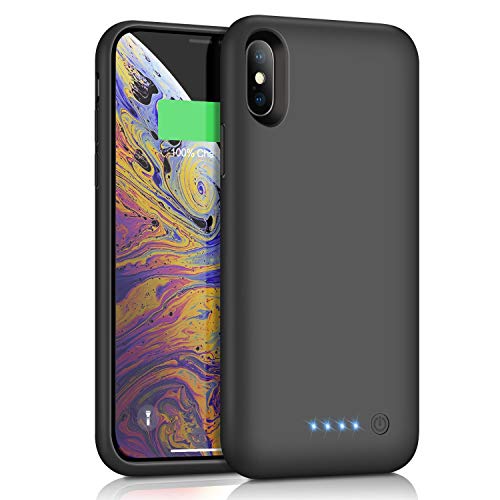 Book Cover HETP Battery Case for iPhone Xs/X /10 Upgraded 6500mAh Portable Rechargeable Charger Case for iPhone X Extended Battery Pack for iPhone Xs Protective Charging Case Backup Cover(5.8 inch) - Black
