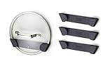 Joseph Joseph Cupboard Store - Set of 4 Pot and Pan Lid Holders Self Adhesive Wall Mount Storage Organizer, Suitable for Lids Up to 9 in , 3M VHB Tape Included, Gray