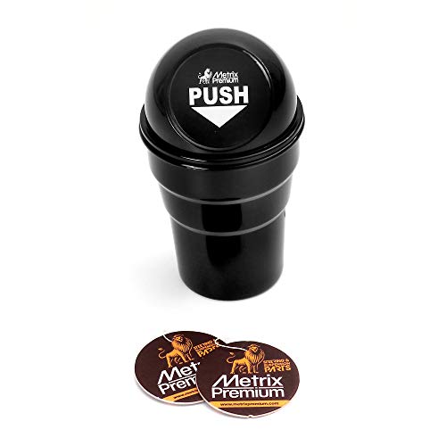 Book Cover Metrix Premium Car Trash Can Small Mini Garbage Cup Holder, Home & Office, Black + Set of 2 Hanging Air Freshener