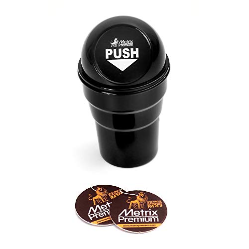 Metrix Premium Car Trash Can Small Mini Garbage Cup Holder, Home & Office, Black + Set of 2 Hanging Air Freshener