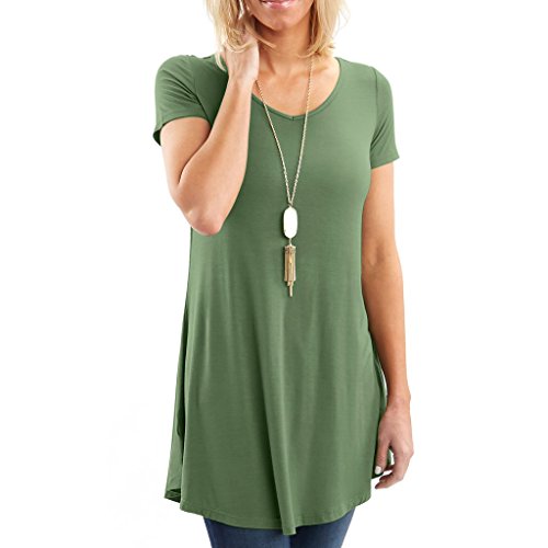 Posh by Anna Women's Designer V-Neck Short & Long Sleeve Flare Tunic