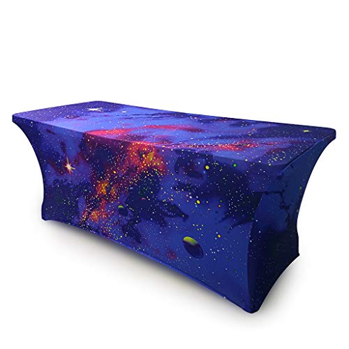 BTSKY 6FT Rectangular Stretch Tablecloth - Spandex Table Cover for 6 Foot Tables Wedding, Banquet, Party, DJ, Tradeshows, Vendors Decoration Galaxy
