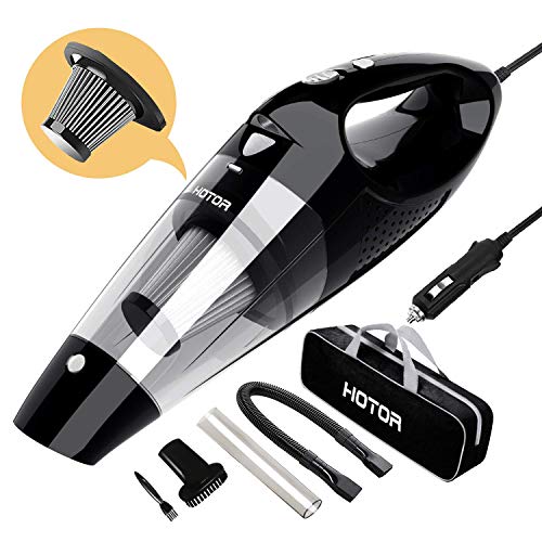 HOTOR Car Vacuum Cleaner High Power, Vacuum for Car, Best Car Vacuum, Handheld Portable Auto Vacuum Cleaner Powered by 12V Outlet of Car, Come with Only 1 Stainless Steel HEPA Filter - Silver