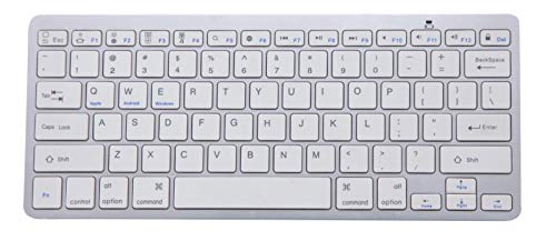 LeadTop Slim Wireless Keyboard Bluetooth USB Pro for PC Mac iOS Tablet Desktop (White)