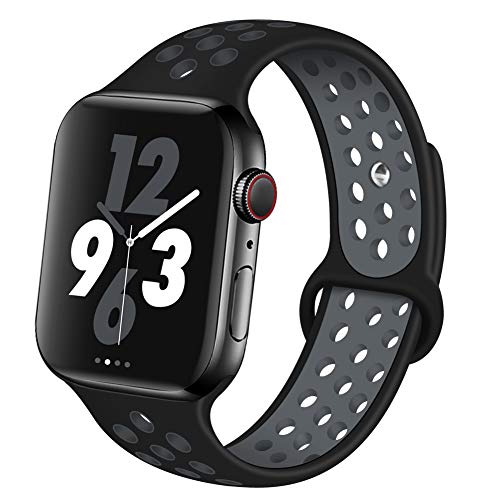 Book Cover OriBear Compatible for Apple Watch Band 44mm 42mm, Breathable Sporty for iWatch Bands Series 4/3/2/1, Watch Nike+, Various Styles and Colors for Women and Men(M/L,Black-Grey)