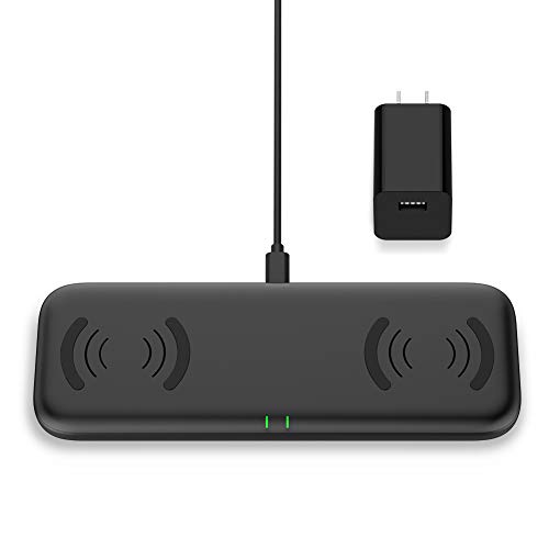 Yootech Dual Fast Wireless Charger, 4 Coils Double 10W Max Wireless Charging Pad with Adapter,Compatible with iPhone 12/12 Mini/12 Pro Max/SE 2020/11 Pro Max/11 Pro,Galaxy S20/Note 10/S10, AirPods Pro