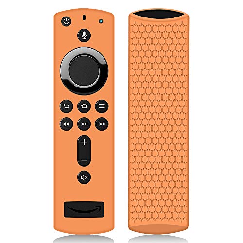Book Cover Remote Case/Cover for Fire TV Stick 4K, Protective Silicone Holder Lightweight [Anti Slip] ShockProof for Fire TV Cube/Fire TV(3rd Gen)Compatible with All-New 2nd Gen Alexa Voice Remote Control-Orange