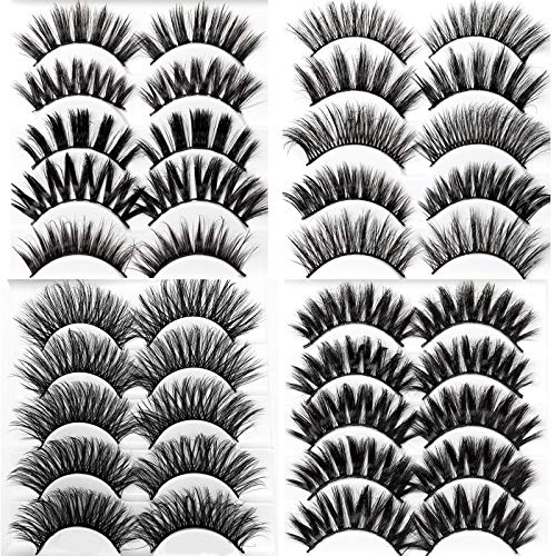 ICYCHEER Makeup 5 Pairs Mixed 3D Mink Eyelashes Fake Eye Lashes Makeup Hand-made Dramatic Thick Crisscross Deluxe False EyeLash Black Nature Fluffy Long Soft Reusable