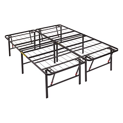 Amazon Basics Foldable, 18" Black Metal Platform Bed Frame with Tool-Free Assembly, No Box Spring Needed - Queen