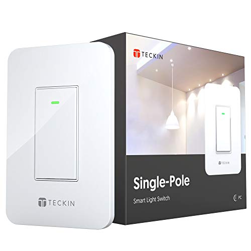 TECKIN Smart Light Switch,Single-Pole 15A Wi-Fi in-Wall Switch, Works with Siri Alexa, Google Home, Control Lighting Anywhere Anytime, Neutral Wire Needed, No Hub Required(1 PC)