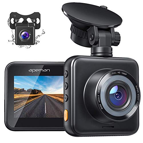 APEMAN Dual Dash Cam Front and Rear, 1080P Full HD Dash Camera for Cars, Waterproof Backup Camera, 170Â° Wide Angle Driving Recorder with G-Sensor, Parking Monitor, Loop Recording, WDR, Night Vision