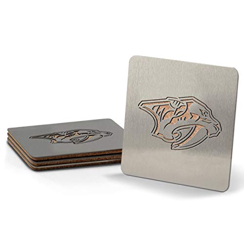 YouTheFan NHL Boasters (Drink Coasters): 4-Piece Stainless Steel Laser-Cut Team Coaster Set