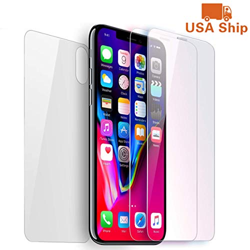Screen Protector Compatible with iPhone X iPhone Xs Tempered Glass Screen Protector 3 PCS Front and Back for iPhone X/XS