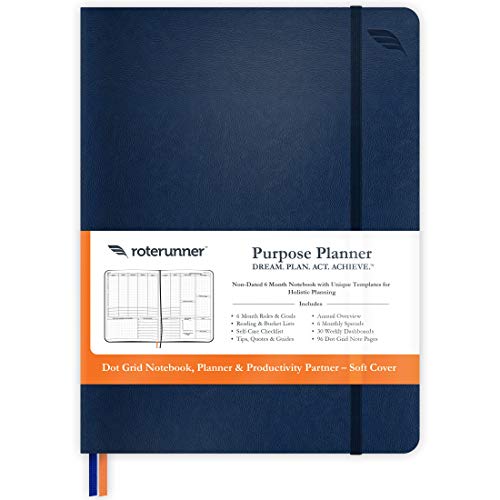 Purpose Planner Undated Monthly Weekly Daily Productivity Journal 2021 Optimised Life, Goal Setting & Business Tool for Academic Student, Professionals, Mums - Holistic Day Organiser Notebook (Navy Soft Cover)
