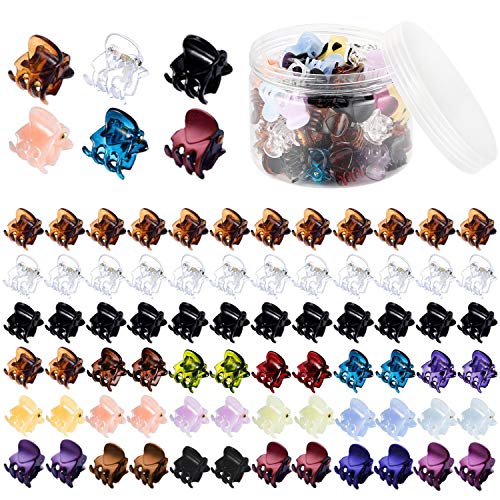 Book Cover Mini Hair Claw Clips for Girls and Women, Funtopia 72 Pcs Small Hair Clips Pins Clamps Non Slip Tiny Plastic Jaw Clips (Assorted Colors)