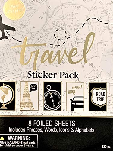 Book Cover Elegant Blooms & Things Travel Sticker Book, 235 pcs, Black, Gold Foil, White, Journals, Albums, Planners
