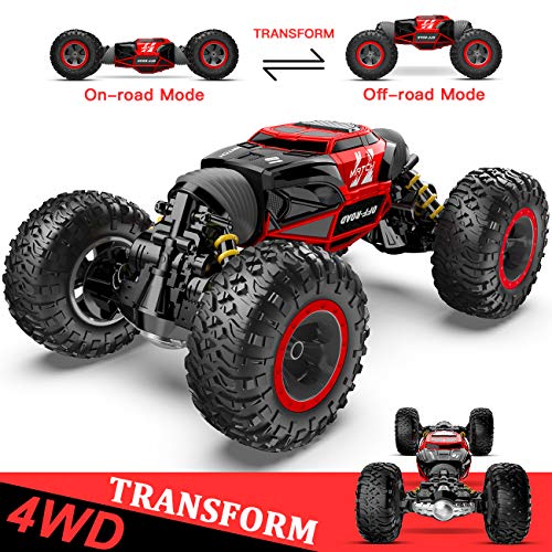 BEZGAR 15 Toy Grade1:14 Scale Remote Control Crawler, 4WD Transform 15 Km/h All Terrains Electric Toy Stunt Cars RC Monster Vehicle Truck Car with Rechargeable Batteries for Boys Kids Teens and Adults