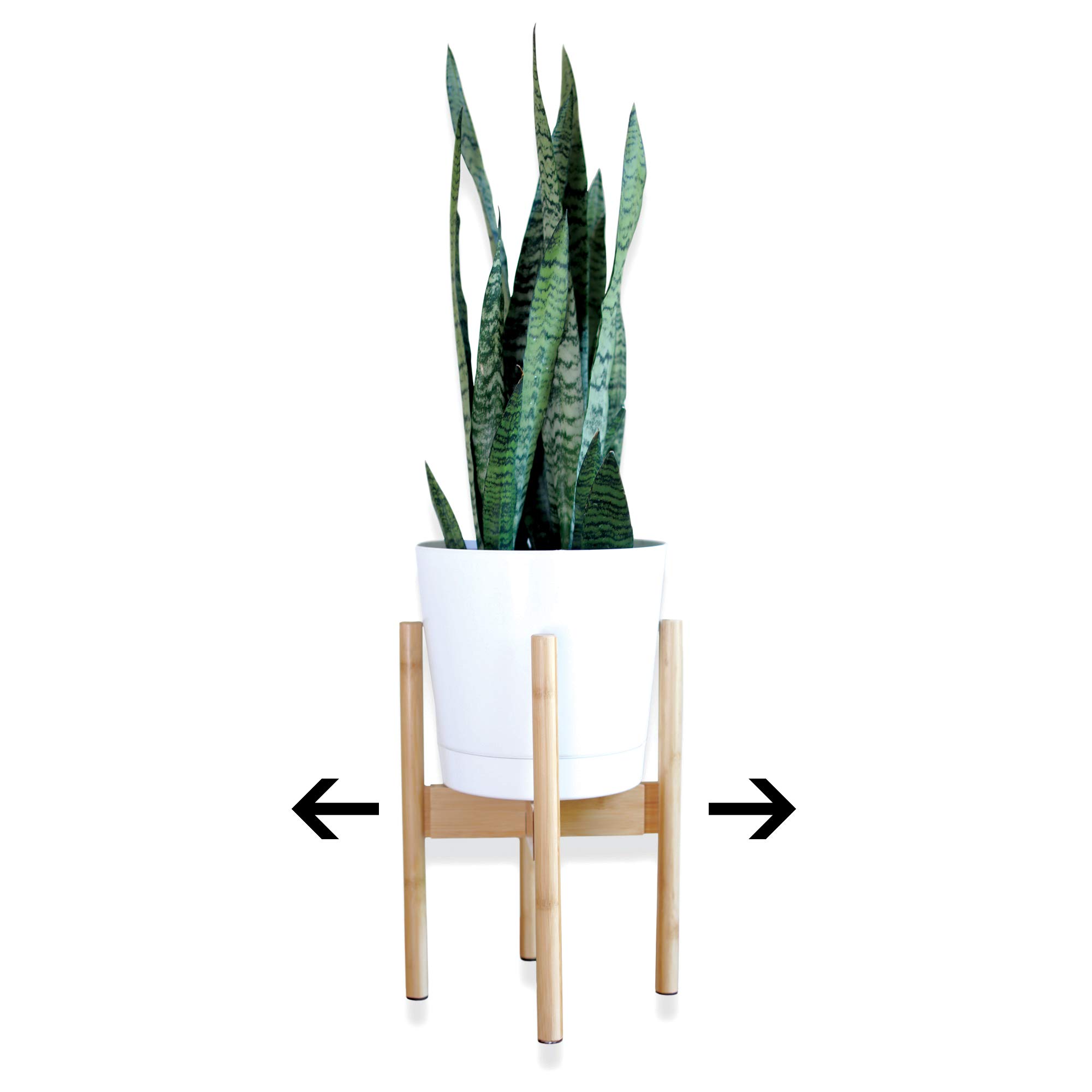 Mid Century Indoor Plant Stand Bamboo Adjustable Wood Plant Stand | Planter Stand | Tall Plant Stand Midcentury Flower Stand | Fits 8" - 12" Plant Pot | Easy Assembly | No Tools Required