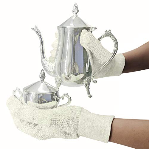 EvridWear Sterling Silver Polishing Cleaning Gloves with Terry Loop Cloth, Tarnish Removal Gloves for Jewelry, Gold, Brass, Copper, Ring, Stainless, Metal (S/M Sizing)