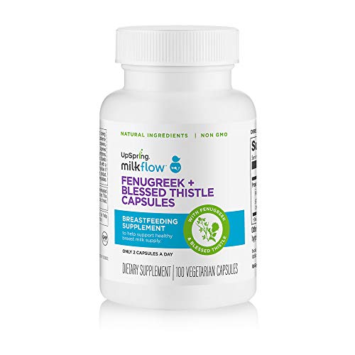 Upspring Milkflow Breastfeeding Supplement Capsules with Fenugreek & Blessed Thistle | Lactation Supplement to Promote Healthy Breast Milk Supply | 100 Capsules