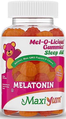 Book Cover Melatonin Gummies for Kids - 1mg Chewable Melatonin Gummy - Restful Nighttime Support Supplement - Children and Adult Melatonin Gummies 1mg, 60 Count (60 Count, Gummies)