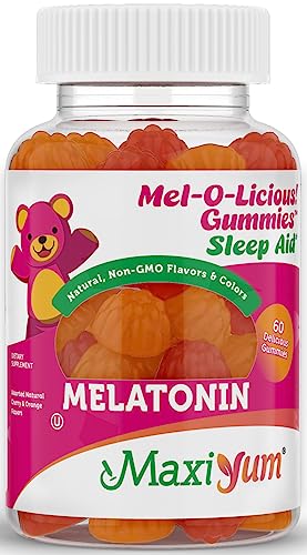 Melatonin Gummies for Kids - 1mg Chewable Melatonin Gummy - Restful Nighttime Support Supplement - Children and Adult Melatonin Gummies 1mg, 60 Count (60 Count, Gummies)