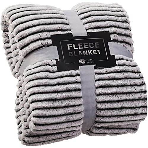 Book Cover GREEN ORANGE Fleece Blanket Queen Size â€“ 90x90, Lightweight, Black and White â€“ Soft, Plush, Fluffy, Warm, Cozy â€“ Perfect Full Size Throw for Couch, Bed, Sofa