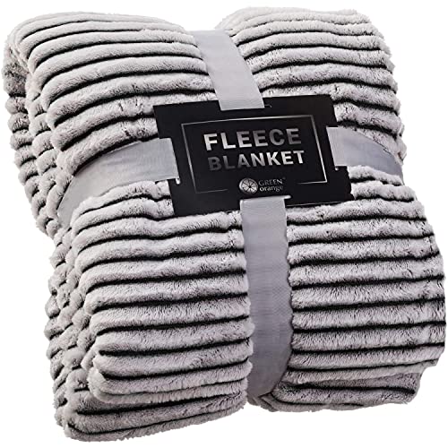 GREEN ORANGE Fleece Blanket Queen Size â€“ 90x90, Lightweight, Black and White â€“ Soft, Plush, Fluffy, Warm, Cozy â€“ Perfect Full Size Throw for Couch, Bed, Sofa