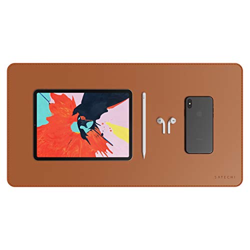 Satechi Eco-Leather Deskmate 23" x 12.2" - Desk Blotter & Protector - Safe for Lacquered & Varnished Wooden Surfaces (Brown)